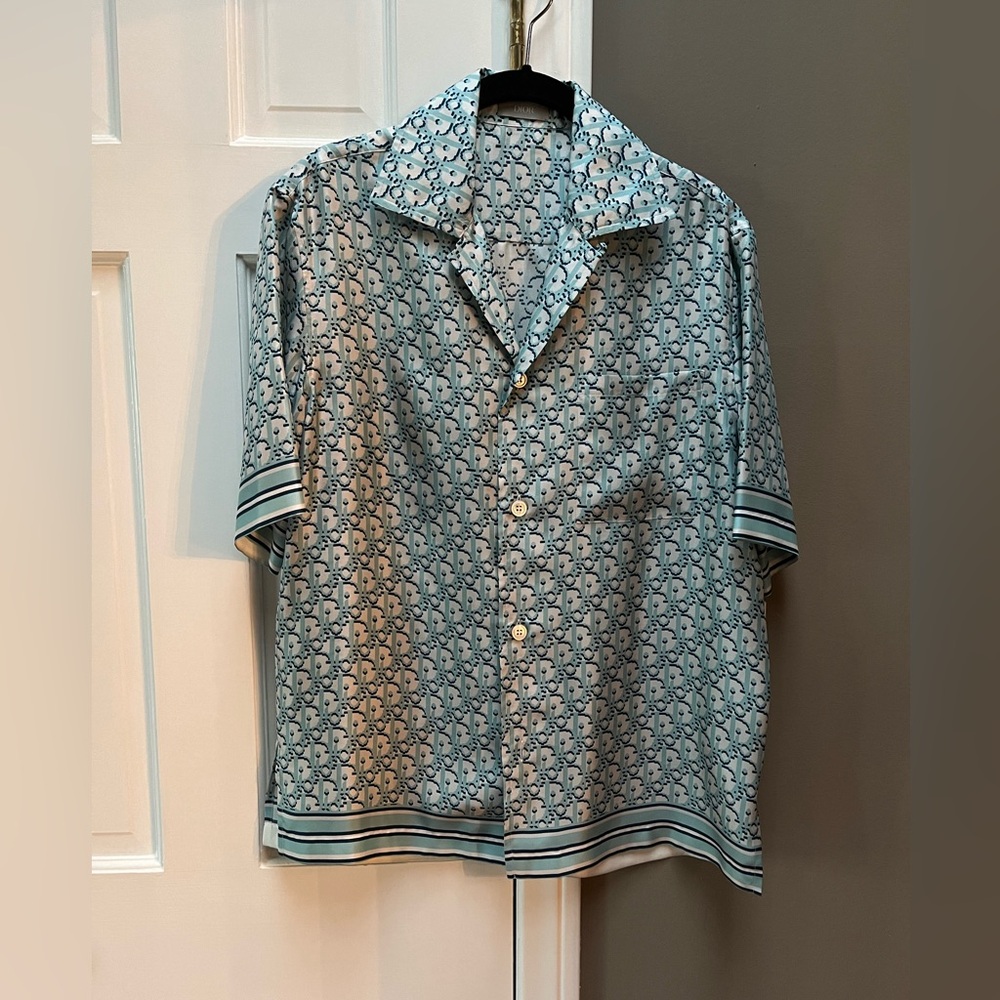Christian Dior Oblique short sleeve silk shirt